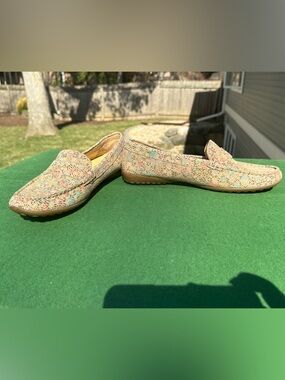 Vaneli Beige Multi Perforated Slip-On Loafers